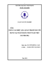 Nâng cao hiệu quả quản trị rủi ro tín dụng tại ngân hàng tmcp nam việt (navibank)