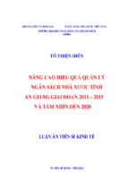 Nâng cao hiệu quả quản lý ngân sách nhà nước tỉnh an giang giai đoạn 2011 – 2015 và tầm nhìn đến 2020