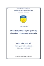 Hoàn thiện hoạt động quản trị tài chính tại bệnh viện chợ rẫy