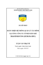 Hoàn thiện hệ thống quản lý tài chính tại tổng công ty cổ phần dầu khí thái bình dương (petropacific)