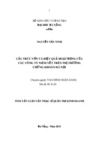 Cấu trúc vốn và hiệu quả hoạt động của các công ty niêm yết trên thị trường chứng khoán hà nội [tt]