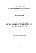 Hành vi ứng phó với biến đổi khí hậu của các hộ gia đình nông thôn ở khu vực ven biển tỉnh thừa thiên huế