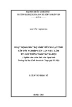 Hoạt động hỗ trợ sinh viên ngoại tỉnh sắp tốt nghiệp tiếp cận việc làm từ góc nhìn công tác xã hội ( nghiên cứu nhóm sinh viên ngoại tỉnh trường đại học kinh doanh và công nghệ hà nội)