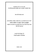 đời sống , việc làm của lao động di cư từ nông thôn tới khu công nghiệp (nghiên cứu tại khu công nghiệp sông công, thị xã sông công, tỉnh thái nguyên). ths. xã hội học