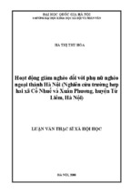 Hoạt động giảm nghèo đối với phụ nữ nghèo ngoại thành hà nội (nghiên cứu trường hợp hai xã cổ nhuế và xuân phương, huyện từ liêm, hà nội)