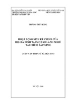 Hoạt động sinh kế chính của hộ gia đình tại vài làng nghề tái chế ở bắc ninh