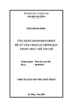 ứng dụng random forest để tư vấn chọn lộ trình học trong học chế tín chỉ