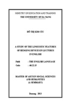 A study of the linguistic features of hedging devices in lectures in english