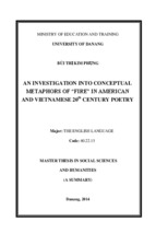 An investigation into conceptual metaphors of fire in american and vietnamese 20th century poetry