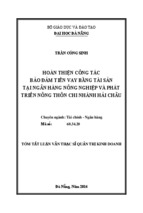 Hoàn thiện công tác bảo đảm tiền vay bằng tài sản tại ngân hàng nông nghiệp và phát triển nông thôn chi nhánh hải châu