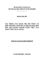 Tác động của quản trị tri thức và môi trường đạo đức kinh doanh đến kết quả hoàn thành công việc của nhân viên ngân hàng [tt]