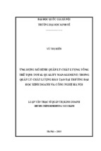 ứng dụng mô hình quản lý chất lượng tổng thể tqm (total quality management) trong quản lý chất lượng đào tạo tại trường đại học kinh doanh và công nghệ hà nội