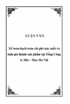 Kế toán hạch toán chi phí sản xuất và tính giá thành sản phẩm tại tổng công ty dệt – may hà nội