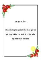 Bàn về công tác quản lí thu thuế giá trị gia tăng ở khu vực kinh tế cá thể trên địa bàn quận ba đình