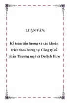 Kế toán tiền lương và các khoản trích theo lương tại công ty cổ phần thương mại và du lịch hiro