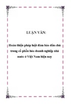 Hoàn thiện pháp luật đảm bảo dân chủ trong cổ phần hóa doanh nghiệp nhà nước ở việt nam hiện nay