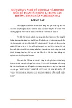 Một số suy nghĩ về việc dạy và học bộ môn kế toán tài chính 1, trong các trường trung cấp nghề hiện nay