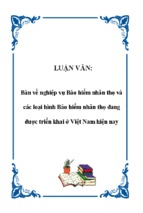 Bàn về nghiệp vụ bảo hiểm nhân thọ và các loại hình bảo hiểm nhân thọ đang được triển khai ở việt nam hiện nay