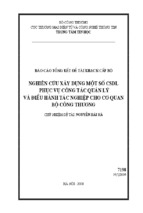 đề tài khoa học cấp bộ nghiên cứu xây dựng một số cơ sở dữ liệu phục vụ công tác quản lý và điều hành tác nghiệp cho cơ quan bộ công thương