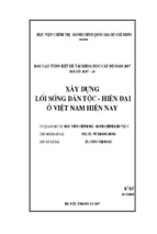 Báo cáo tổng kết đề tài khoa học cấp bộ  xây dựng lối sống dân tộc - hiện đại ở việt nam hiện nay