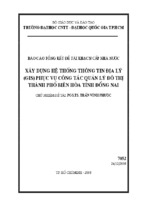 đề tài nckh cấp nhà nước xây dựng hệ thống thông tin địa lý phục vụ công tác quản lý đô thị thành phố biên hòa, tỉnh đồng nai