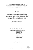 đề tài nghiên cứu xây dựng định hướng chiến lược phát triển bền vững tỉnh bà rịa – vũng tàu đến năm 2020