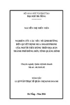 Nghiên cứu các nhân tố ảnh hưởng đến quyết định mua smartphone của người tiêu dùng trên địa bàn thành phố đồng hới, tỉnh quảng bình