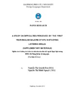 Nghiên cứu về những khó khăn của sinh viên năm thứ nhất ngành ngoại ngữ trường đhdl hải phòng khi học kỹ năng nghe ﻿