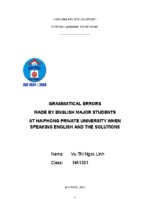 Grammatical errors made by english major students at hai phong private university when speaking english and the solutions. ﻿