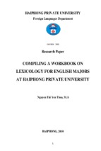 Compiling a workbook on lexicology for english majors at haiphong private university ﻿