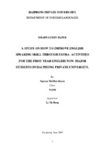 A study on how to improve speaking skill through extra activities for the first-year english non - major students at hai phong private university ﻿