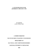 A low power design for arithmetic and logic unit