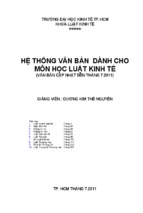 Hệ thống văn bản dành cho môn học luật kinh tế (văn bản cập nhật đến 072011)