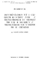 Duy trì và chuyển tải các giá trị kiến trúc đô thị đặc trưng trong bối cảnh phát triển mở rộng khu vực trung tâm hiện hữu thành phố hồ chí minh