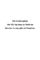 Một số kinh nghiệm thúc đẩy ứng dụng các thành tựu khoa học công nghệ của hunggary