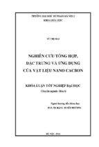 Luận văn  nghiên cứu tổng hợp đặc trưng và ứng dụng của vật liệu nano cacbon