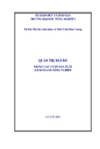 Quản trị rủi ro trong các cơ sở sản xuất kinh doanh nông nghiệp