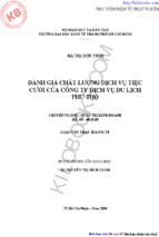 Đánh giá chất lượng dịch vụ tiệc cưới của công ty dịch vụ du lịch Phú Thọ