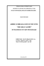 Giấc mơ mỹ trong tiểu thuyết “the great gatsby” of francis scott key fitzgerald