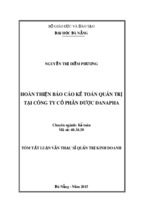 Hoàn thiện báo cáo kế toán quản trị tại công ty cổ phần dược danapha