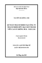 Kế toán trách nhiệm tại công ty trách nhiệm hữu hạn một thành viên cao su krông buk - đăk lăk