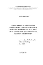 Các lỗi thường gặp của sinh viên năm hai ngành biên – phiên dịch, đại học ngoại ngữ, đại học quốc gia hà nội khi dịch việt – anh trong giáo trình “thực hành dịch” củ