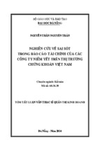 Nghiên cứu về sai sót trong báo cáo tài chính của các công ty niêm yết trên thị trường chứng khoán việt nam