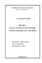 Biện pháp quản lý giáo dục đạo đức  học sinh ở  trường thpt đông sơn 1, đông sơn, thanh hóa