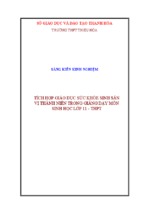 Tích hợp giáo dục sức khỏe sinh sản vị thành niên trong giảng dạy môn sinh học lớp 11 – thpt
