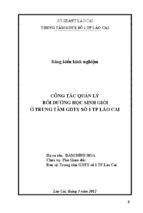 Quản lý bồi dưỡng học sinh giỏi các cấp ở trung tâm gdtx số 1 thành phố lào cai