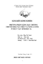 Phương pháp giảng dạy chương chuyển hóa vật chất và năng lượng ở thực vật - sinh học 11