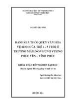 đánh giá thói quen văn hóa vệ sinh của trẻ 4- 5 tuổi ở trường mầm non hùng vương - phúc yên- vĩnh phúc