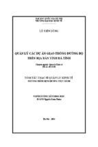 Tóm tắt luận văn quản lý các dự án giao thông đường bộ trên địa bàn tỉnh hà tĩnh