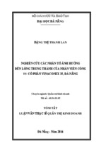 Nghiên cứu các nhân tố ảnh hưởng đến lòng trung thành của nhân viên công ty cổ phần vinaconex 25, đà nẵng